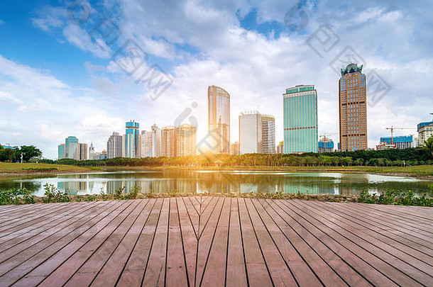 中国海口城市景观高层湖