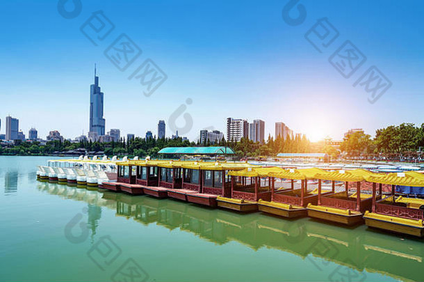 南京城市景观中国玄武湖金融区
