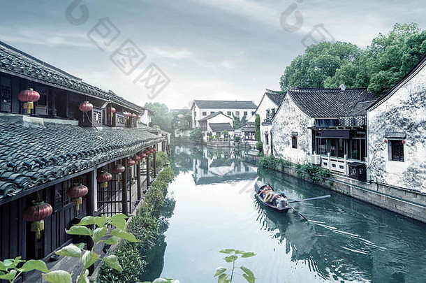 绍兴中国著名的水小镇古老的城镇南长江河