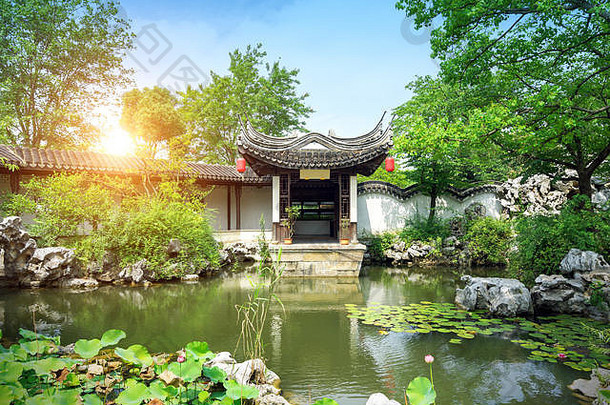 无锡中国花园古老的体系结构文本展馆介绍花园花园