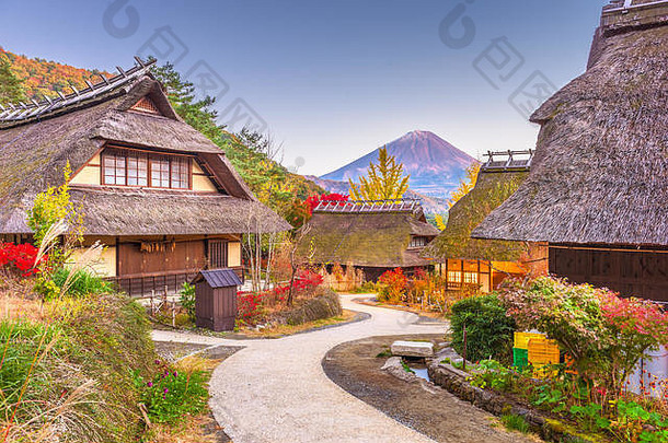 富士日本秋天景观历史日本村