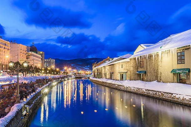 小樽市日本历史运河冬天照明
