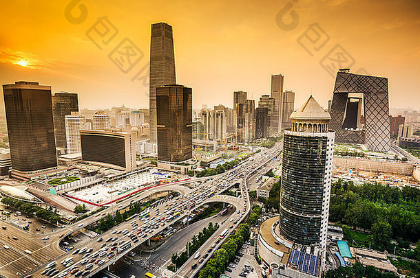 北京中国金融区城市天际线