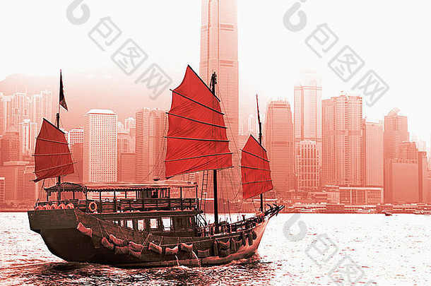 航行维多利亚港在香港香港