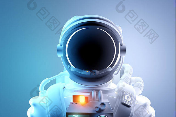 未来空间探索肖像成人宇航员未来主义的保护空间西装插图