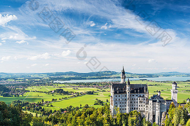 新天鹅堡城堡巴伐利亚阿尔卑斯山脉德国