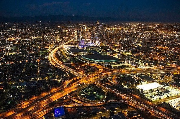 空中视图城市高速公路这些洛杉矶加州美国