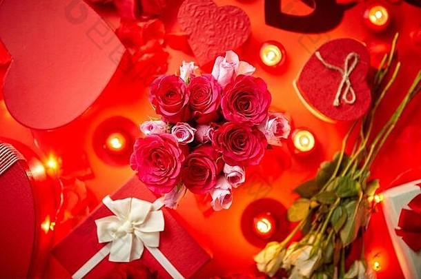 情人节一天浪漫的装饰玫瑰盒装礼物蜡烛