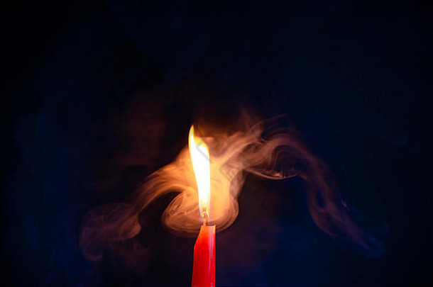 蜡烛火焰风彩色的烟闪亮的蓝色的橙色梯度温暖的发光纹理火