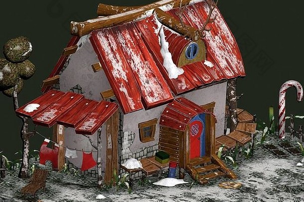 渲染圣诞老人的房子