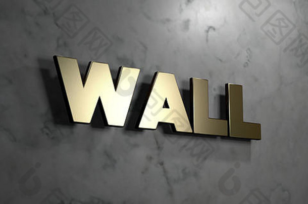 墙黄金标志安装光滑的大理石墙呈现皇室免费的股票插图图像在线网站横幅