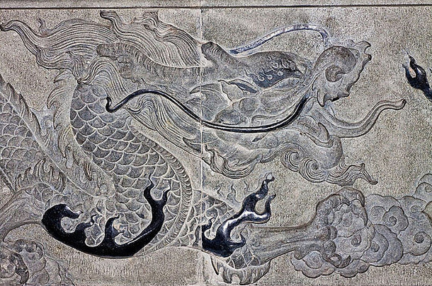 龙雕刻墙表达权力状态古老的中国
