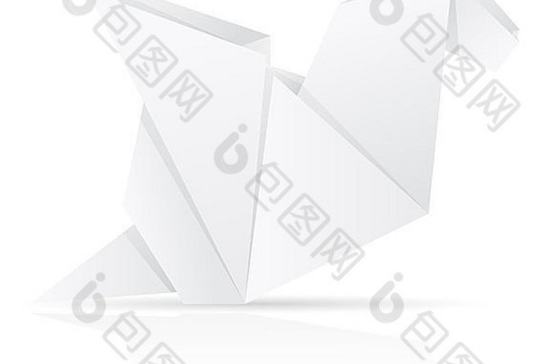 折纸纸龙插图孤立的白色背景