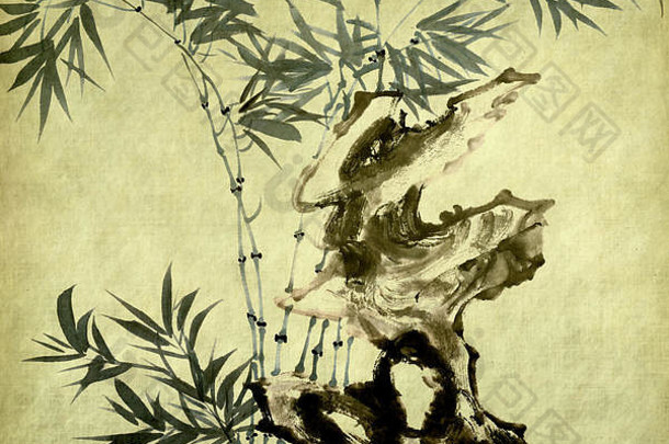 竹子传统的中国人绘画纸背景