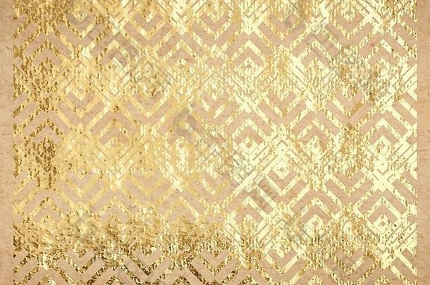 东方传统的几何模式真正的金油漆金属箔装饰背景折纸纸古董纹理黄金墨水闪闪发光的