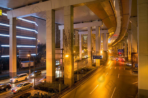 视图上海高架桥晚上中国