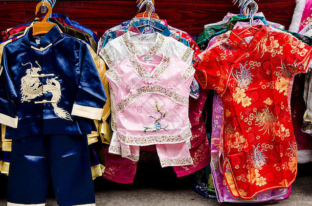 丝绸服装衣服上衣记忆衣服chenghuang苗族城市神寺庙上海中国