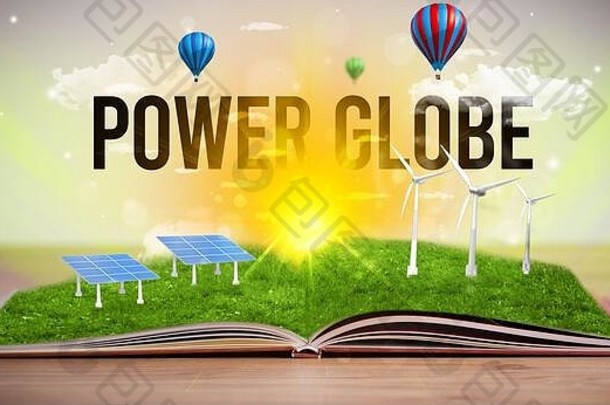 开放书权力全球登记可再生能源概念