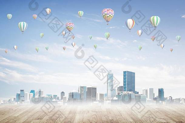 概念空气污染概念浮空器飞行城市