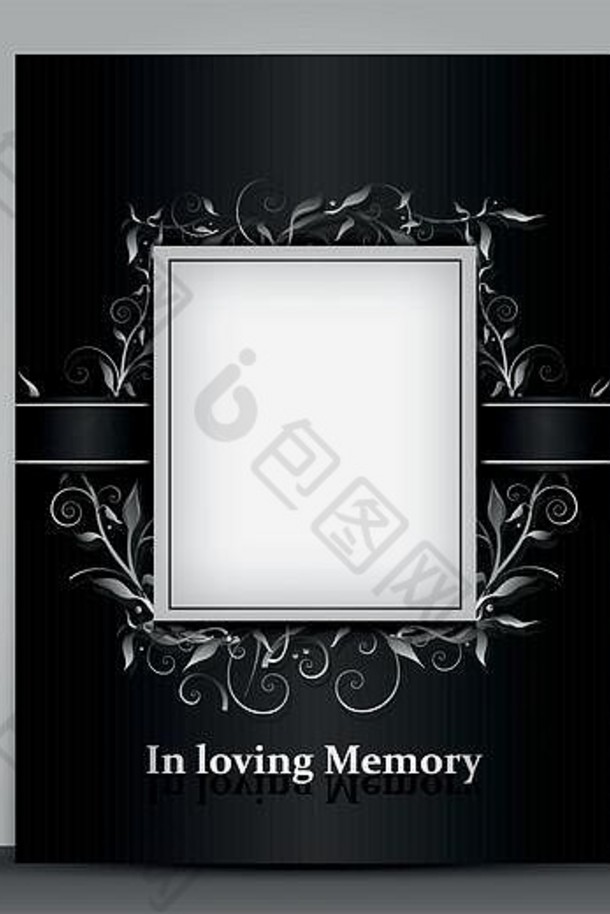 哀悼卡标准大小照片框架孤立的灰色背景