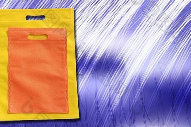 美丽的生态购物袋编织色彩斑斓的袋令人惊异的背景环境友好的概念减少重用回收可重用的袋