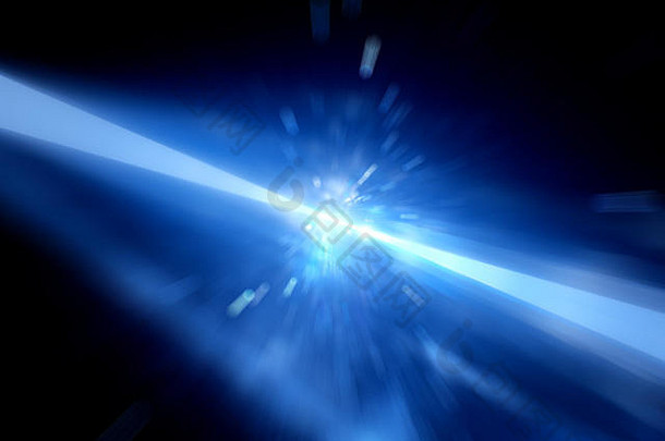 蓝色的发光的激光梁打目标爆炸电脑生成的摘要背景呈现