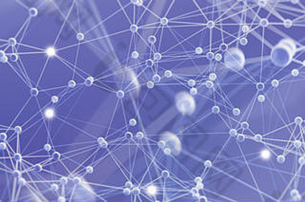 摘要科学分子结构背景白色球体网络蓝色的背景插图