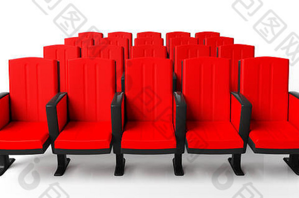 <strong>红</strong>色的剧院椅子孤立的白色背景视图插图
