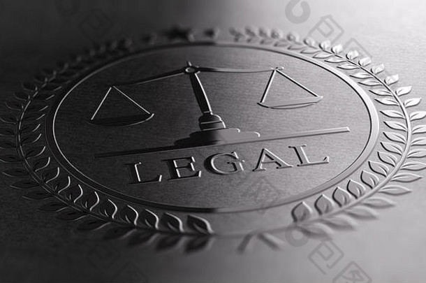 法律标志设计尺度正义象征印刷黑色的背景插图