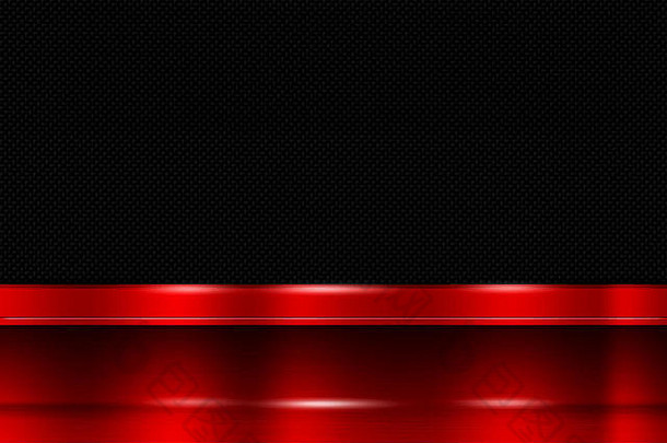 红色的金属横幅黑色的碳纤维金属背景插图