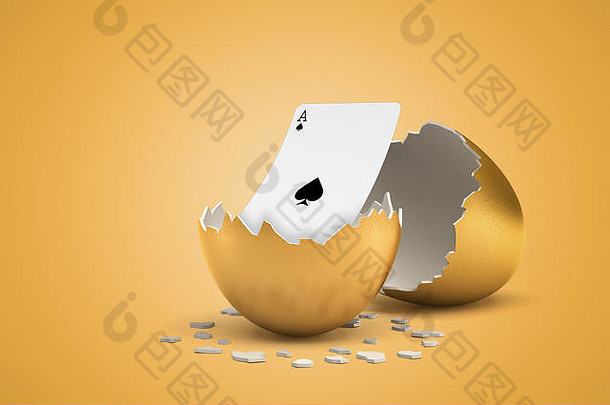呈现玩王牌黑桃卡孵化金蛋黄色的背景
