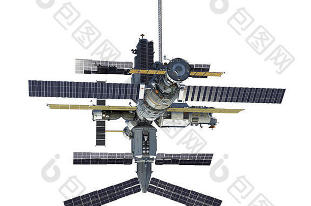 俄罗斯空间站孤立的白色背景插图