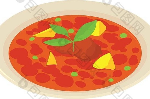 番茄汤图标等角风格