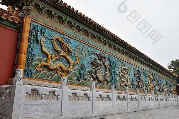 龙墙前面宫宁静的长寿被禁止的城市北京中国