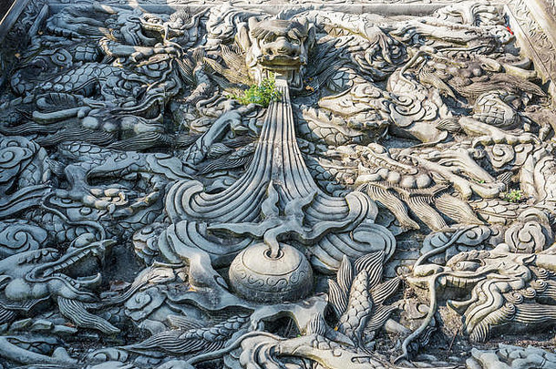 石头龙浅浮雕雕塑新鲜佛教寺庙名为shicheng四川省中国