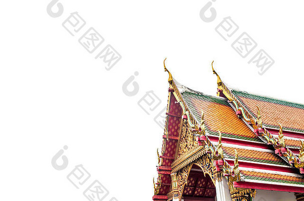 寺庙屋顶泰国孤立的白色背景