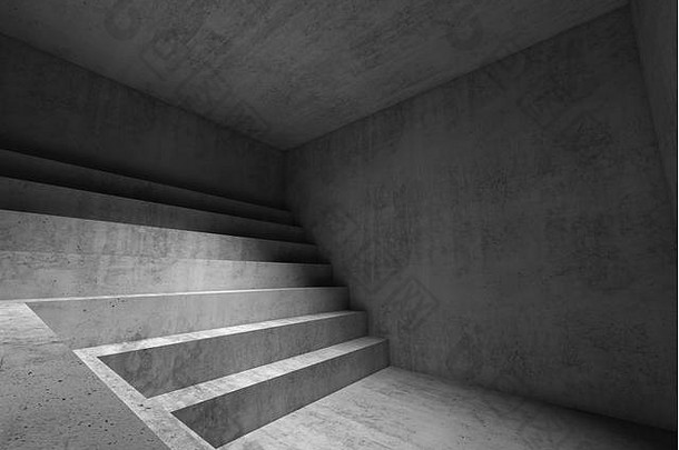 摘要空黑暗混凝土室内背景楼梯讲台上结构呈现插图