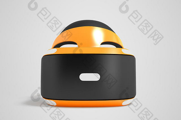 现代眼镜虚拟现实前面橙色渲染灰色的背景影子