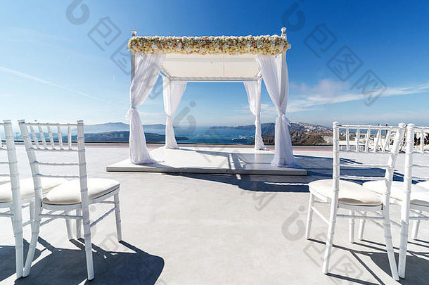 漂亮的安排的地方婚礼仪式希腊海岸浪漫的假期海