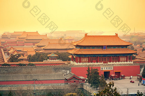 空中视图帝国宫北京红色的语气中国