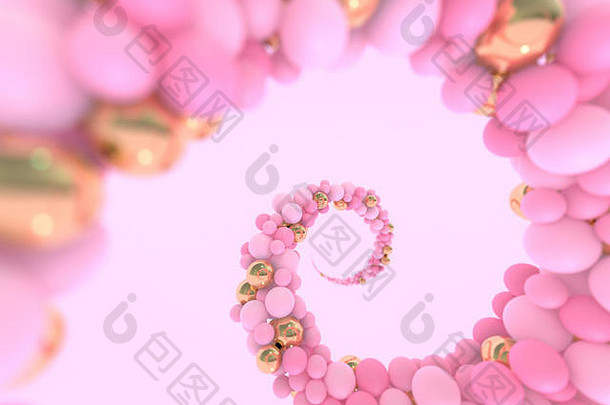 摘要色彩斑斓的传得沸沸扬扬球粉红色的糖果飞重力有创意的背景呈现
