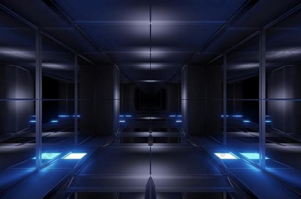 清洁设计未来主义的科幻科幻小说隧道走廊插图壁纸背景