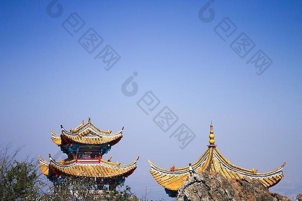 寺庙天空全景昆明建筑细节昆明云南中国