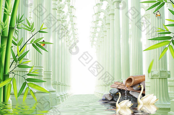 支柱绿色竹子