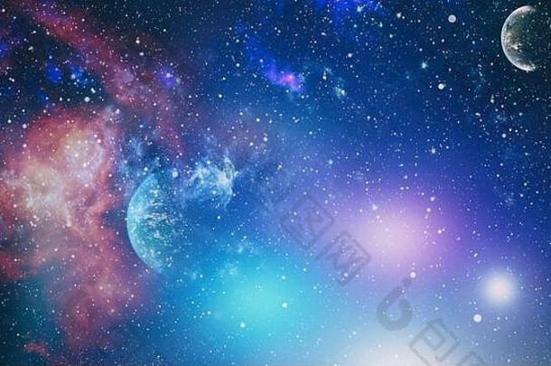 未来主义的摘要空间背景晚上天空星星星云元素图像有家具的美国国家航空航天局