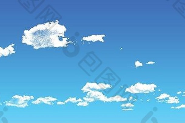 云使分散点蓝色的天空现实的点阵Cloudscape插图