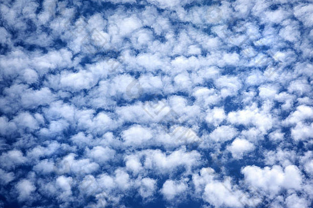 多云的天空背景白色毛茸茸的云蓝色的清晰的天空好夏天天气自然壁纸