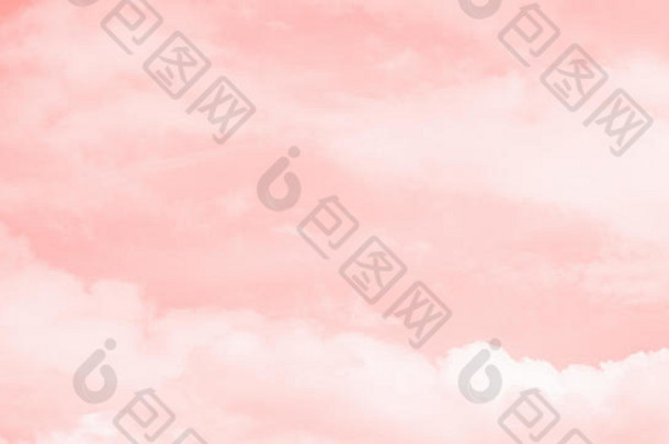 粉红色的珊瑚颜色天空背景白色云全景格式珊瑚梯度背景