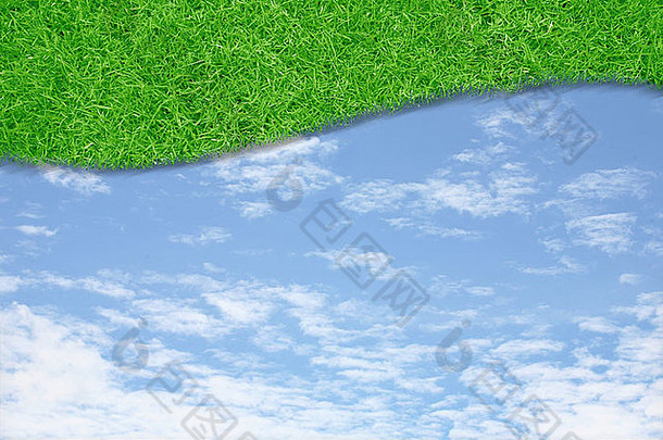 曲线绿色草天空背景