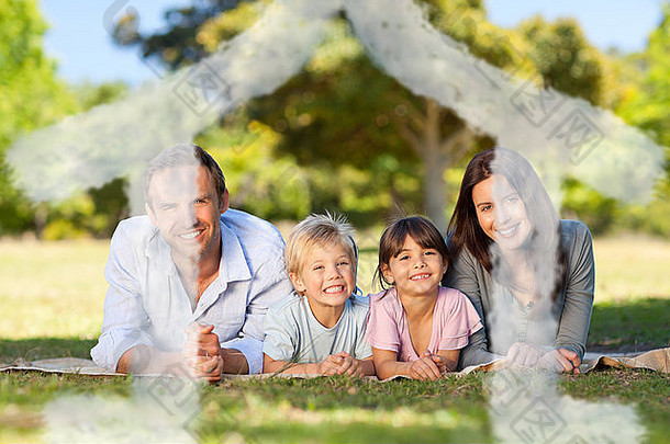 复合图像家庭说谎公园
